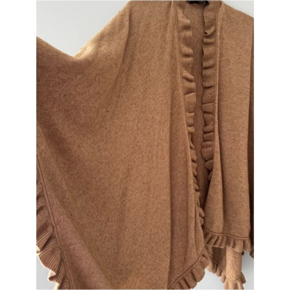 🛍️Talbots Camel Ruffle Trim Open Front Knit Cardigan Wrap